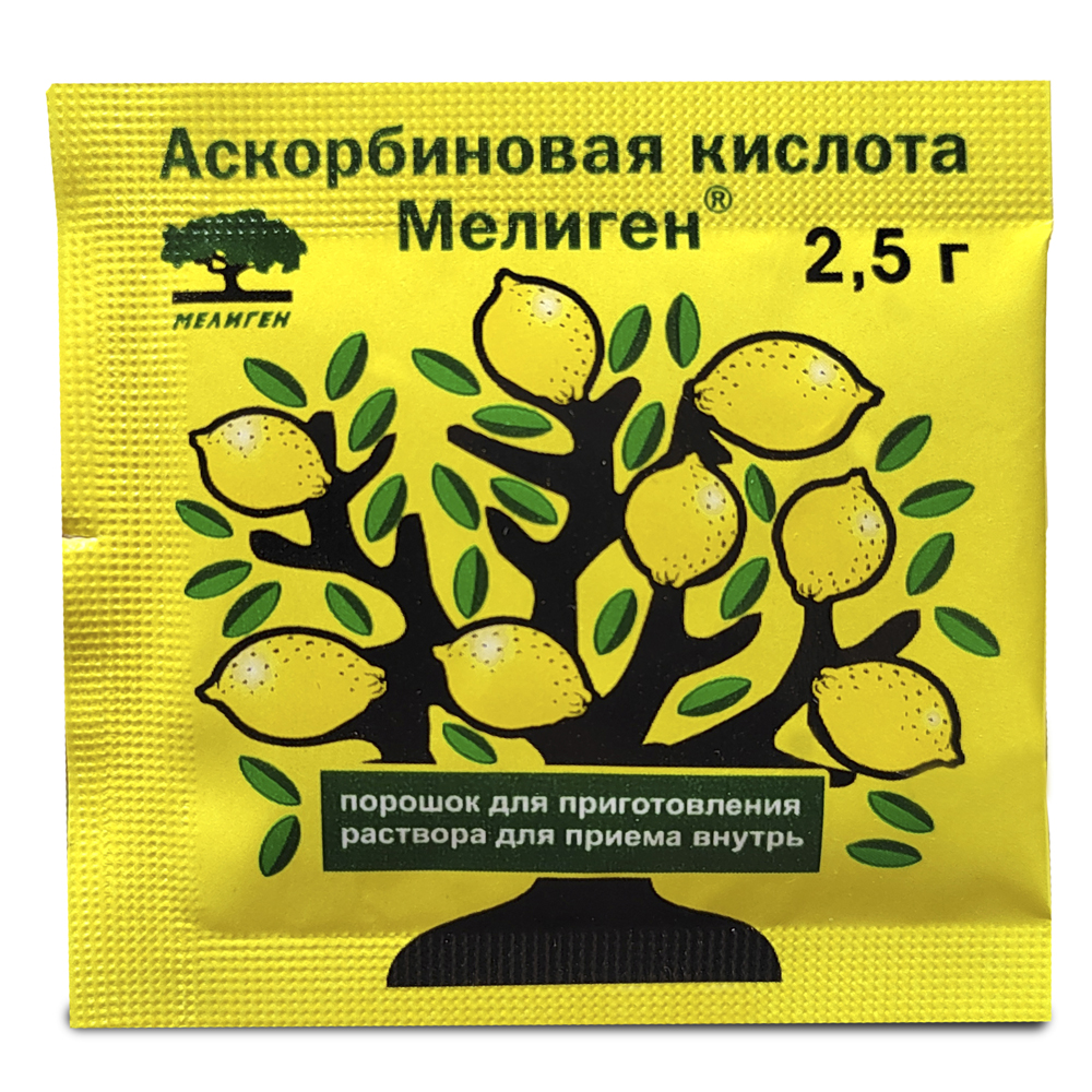 Изображение товара Аскорбиновая кислота мелиген 1 шт. пакет массой 2,5 порошок