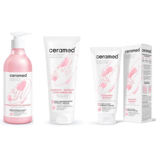Изображение товара Набор Ceramed-Эмолент для ухода за атопичной кожей: гель-эмолент + колд-крем + молочко-эмолент