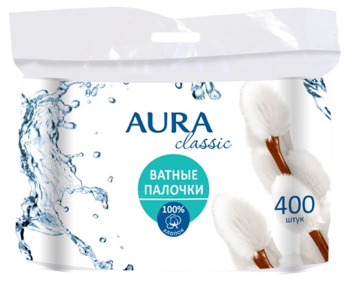Изображение товара Aura палочки ватные 400 шт./пакет/