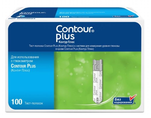 Изображение товара Тест-полоски Contour Plus для определения глюкозы в крови, 100 шт.