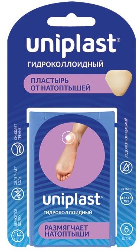 Изображение товара Пластырь Uniplast гидроколлоидный 42х45 мм для натоптышей 6 шт