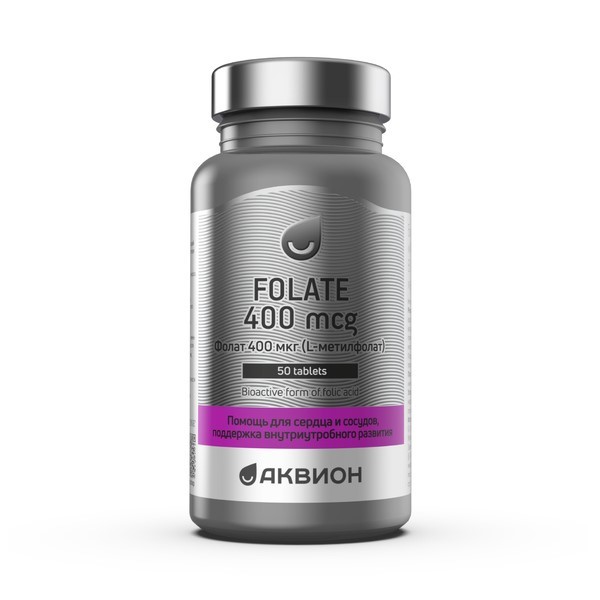 Изображение товара Аквион фолат 400 мкг (l-метилфолат) 50 шт. таблетки массой 200 мг