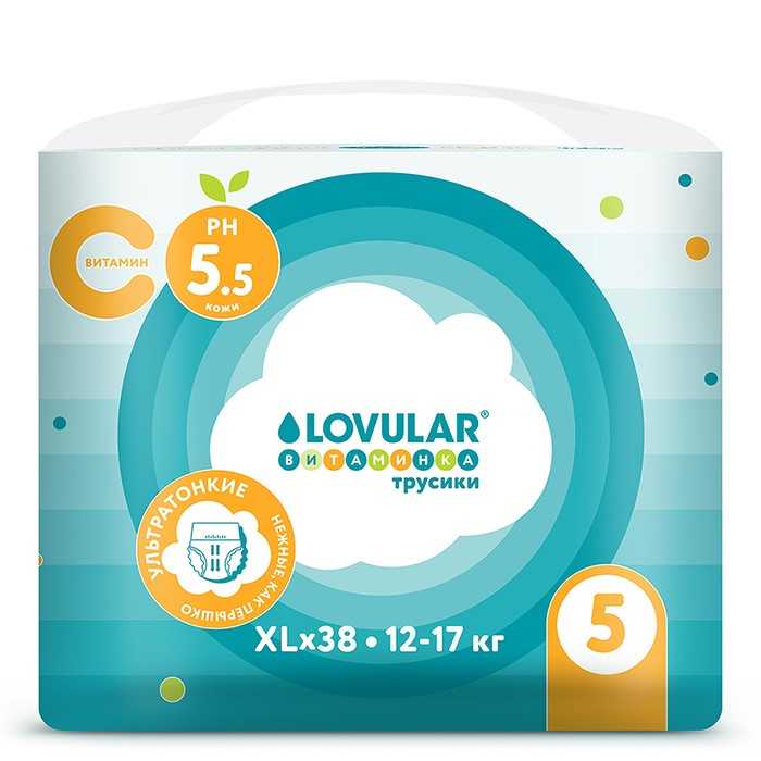 Изображение товара Lovular трусики-подгузники детские витаминка 12-17 кг 38 шт./ xl