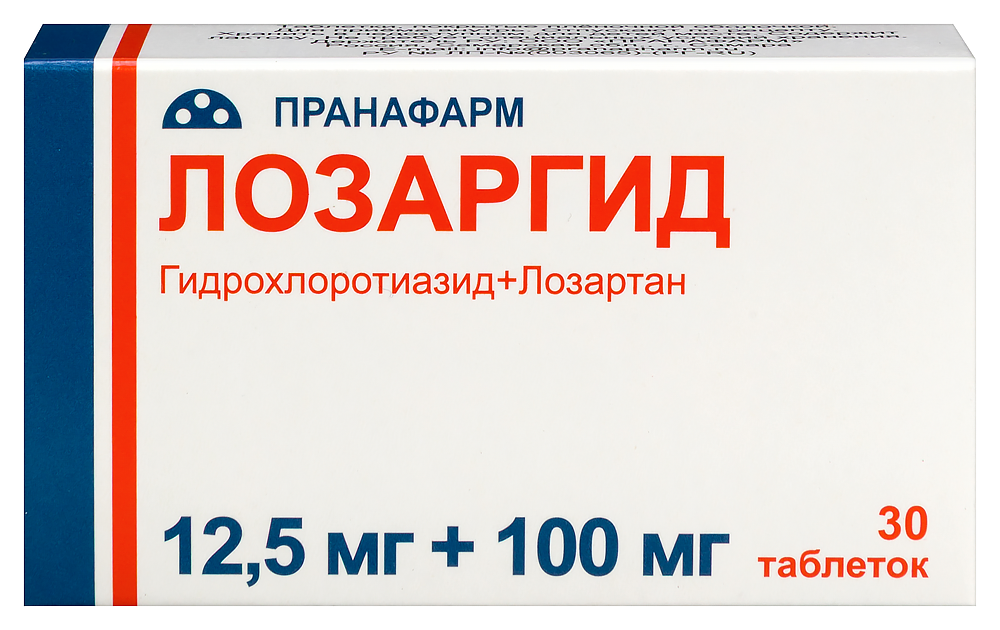 Изображение товара Лозаргид 12,5 мг+100 мг 30 шт таблетки для лечения гипертензии