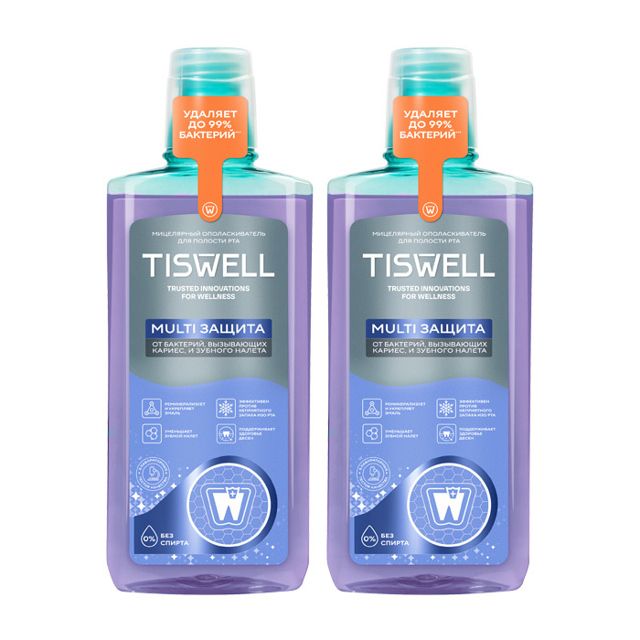 Изображение товара Набор из 2уп TISWELL ОПОЛАСКИВАТЕЛЬ ДЛЯ ПОЛОСТИ РТА МИЦЕЛЛЯРНЫЙ ЗАЩИТА ОТ БАКТЕРИЙ И НАЛЕТА 500 МЛ