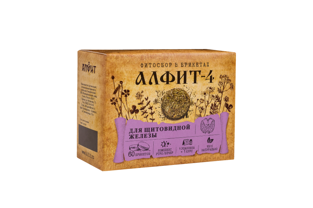 Изображение товара Алфит-4 для профилактики заболеваний щитовидной железы утренний/ вечерний 120 гр брикеты
