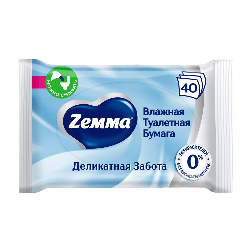 Изображение товара Земма влажная деликатная туалетная бумага, 40 шт. Изображение товара Земма влажная деликатная туалетная бумага, 40 шт.