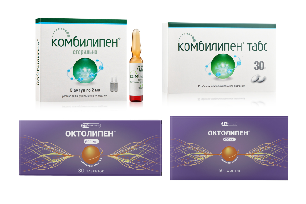 Изображение товара Набор Комплексная терапия при осложнениях сахарного диабета: Комбилипен р-р №5  + таб №30 и Октолипен таб №30 + таб №60