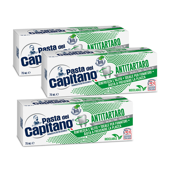 Изображение товара НАБОР 3=2 PASTA DEL CAPITANO ЗУБНАЯ ПАСТА ОТ ЗУБНОГО КАМНЯ ДЛЯ КУРЯЩИХ 75МЛ