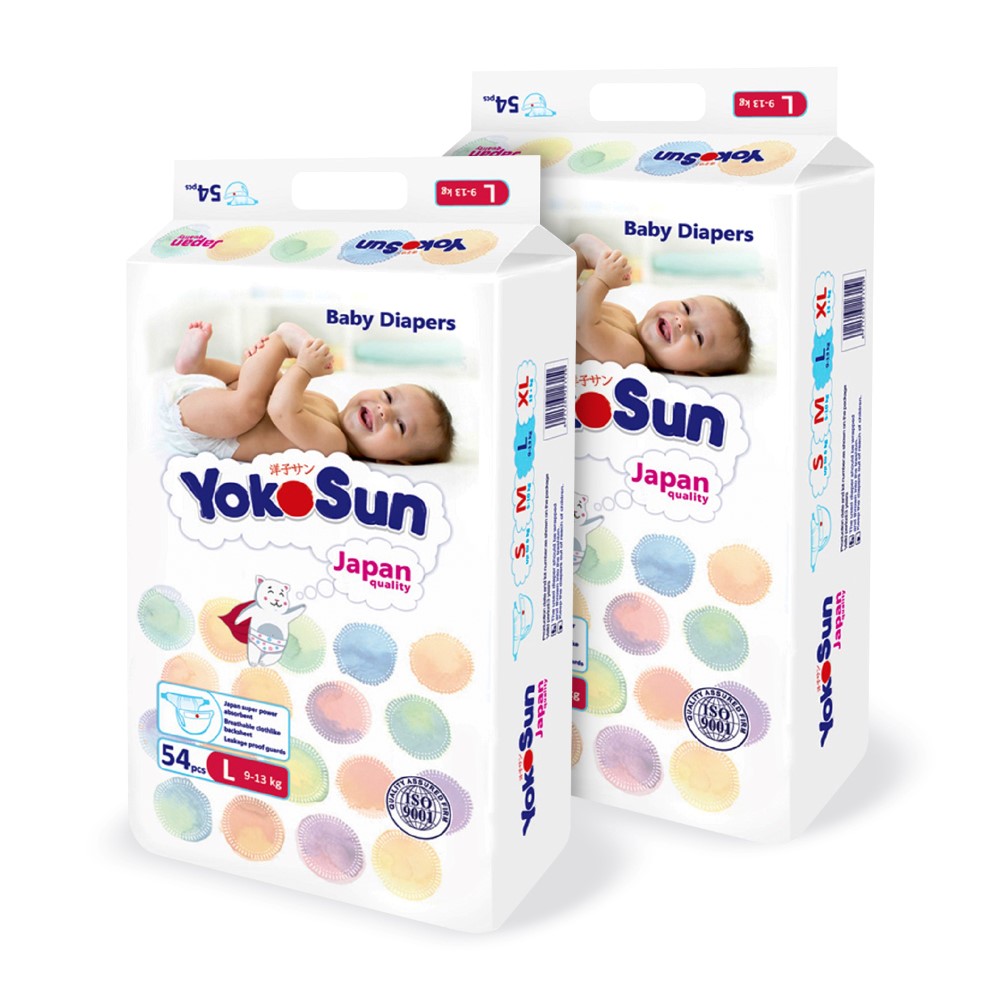 Изображение товара Набор YOKOSUN для детей: 2 упаковки Comfort подгузников L/9-13 КГ/ 54 ШТ.