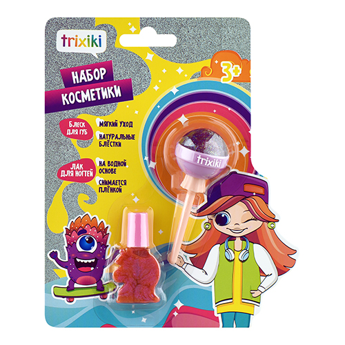 Изображение товара Набор Trixiki: блеск для губ и лак для ногтей розовое золото