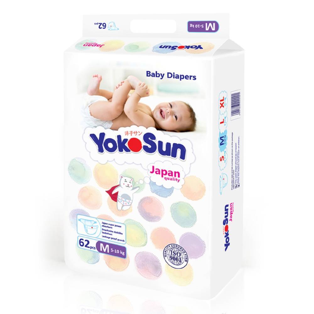 Изображение товара Yokosun Подгузники детские Размер M 62 шт - мягкие и надежные для детей 5-10 кг