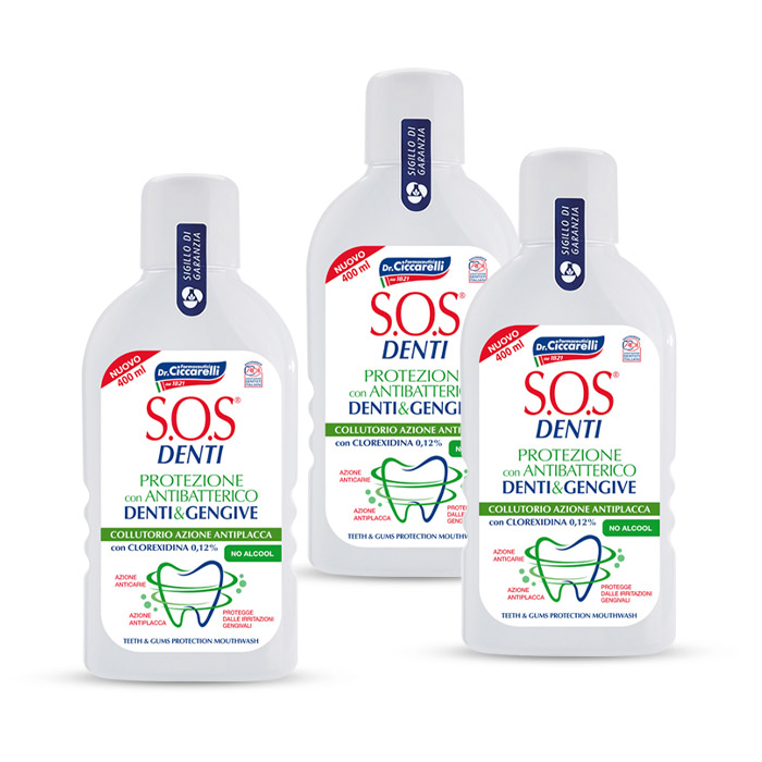 Изображение товара НАБОР 3=2 SOS DENTI ОПОЛАСКИВАТЕЛЬ ДЛЯ ПОЛОСТИ РТА АНТИБАКТ ДЛЯ ЗАЩИТЫ ЗУБОВ И ДЕСЕН 400МЛ
