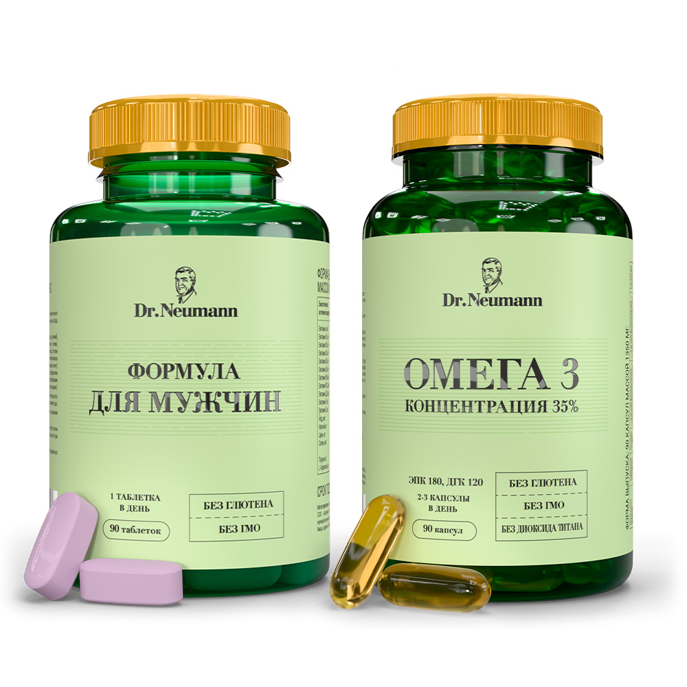 Изображение товара Набор Dr neumann комплекс формула для мужчин №90 табл + Dr neumann омега-3 35% №90 капс со скидкой 20%
