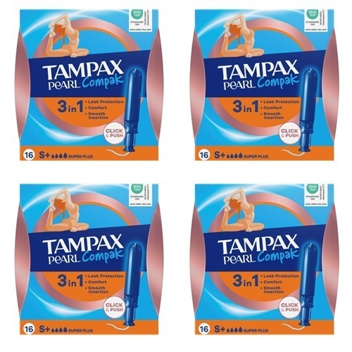 Изображение товара Набор из 4х уп Tampax тампоны compak pearl super plus с аппликатором N16 со скидкой