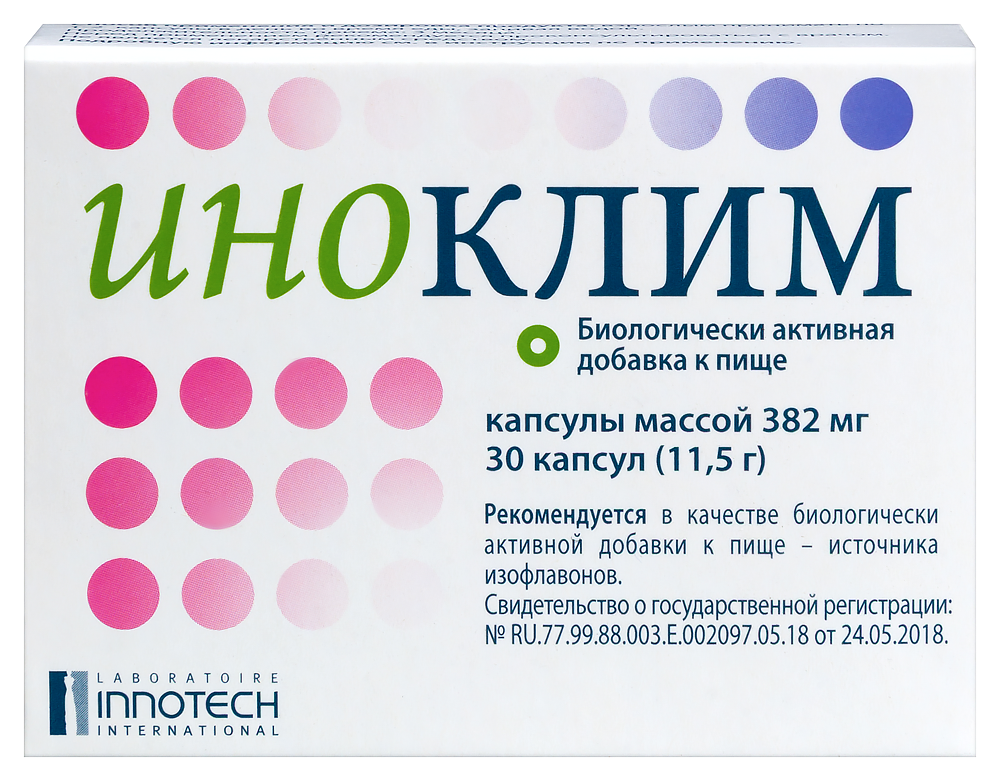 Изображение товара Иноклим 30 шт. капсулы массой 382 мг - источники изофлавонов