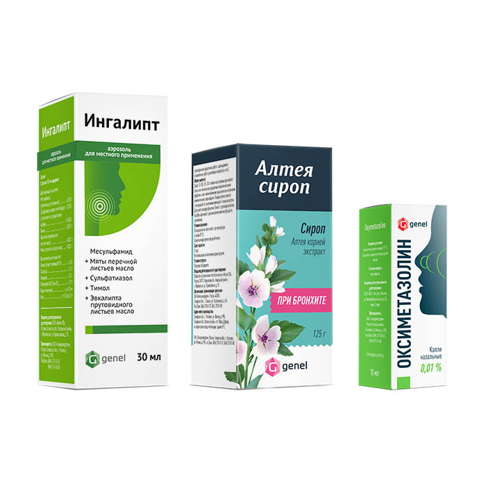 Изображение товара Набор для профилактики и лечения заболеваний верхних дыхательных путей (ИНГАЛИПТ, ОКСИМЕТАЗОЛИН, АЛТЕЯ СИРОП)