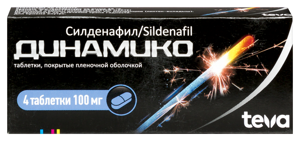 Изображение товара Динамико таблетки 100 мг для лечения эректильной дисфункции 4 шт
