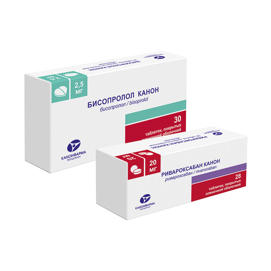 Изображение товара Набор Бисопролол Канон 2,5 мг 30 шт + Ривароксабан Канон 20 мг 28 шт по специальной цене