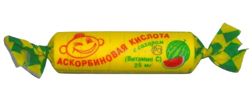 Изображение товара Аскорбиновая кислота с сахаром со вкусом арбуза 10 шт. таблетки массой 3 г