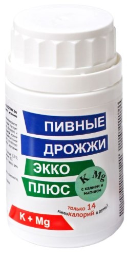Изображение товара Пивные дрожжи экко-плюс с калием и магнием 450 мг 100 таблеток