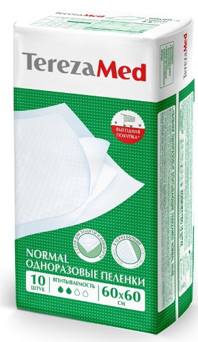 Изображение товара Одноразовые впитывающие пеленки Terezamed 60x60 см, 10 шт