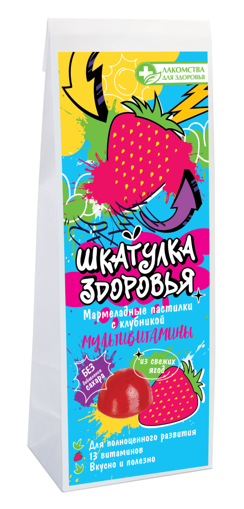 Изображение товара Лакомства для здоровья шкатулка здоровья мультивитамины с клубникой 98 гр
