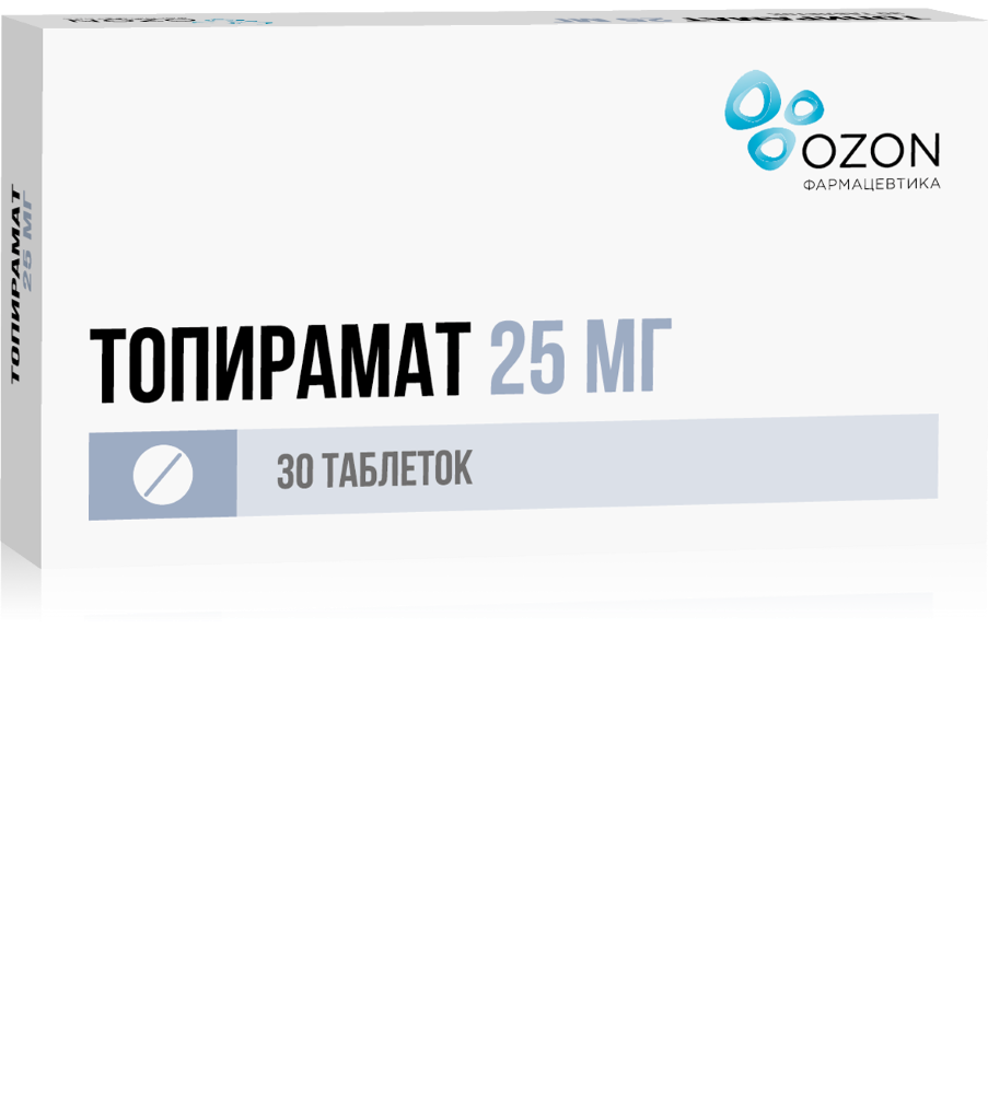 Топирамат 25 мг 30 шт. таблетки, покрытые пленочной оболочкой - цена 249  руб., купить в интернет аптеке в Беслане Топирамат 25 мг 30 шт. таблетки,  покрытые пленочной оболочкой, инструкция по применению