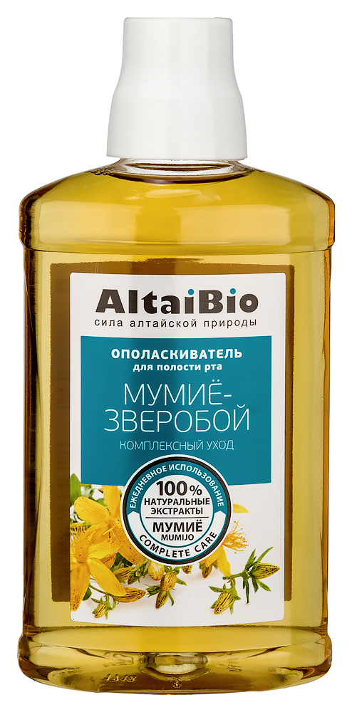 Изображение товара Altaibio ополаскиватель для полости рта комплексный уход мумие-зверобой 400 мл Изображение товара Altaibio ополаскиватель для полости рта комплексный уход мумие-зверобой 400 мл