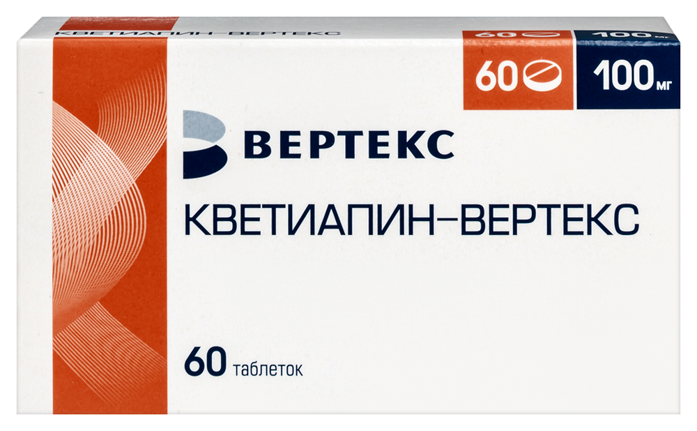 Изображение товара Кветиапин-вертекс 100 мг 60 шт. блистер таблетки, покрытые пленочной оболочкой
