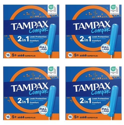 Изображение товара Набор из 4х Tampax тампоны compak super plus с аппликатором 16 шт со скидкой