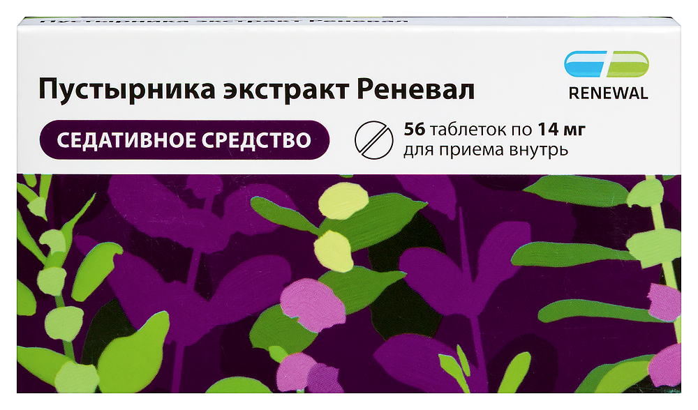 Изображение товара Пустырника экстракт Реневал 14 мг 56 таблеток для нервной системы и сна