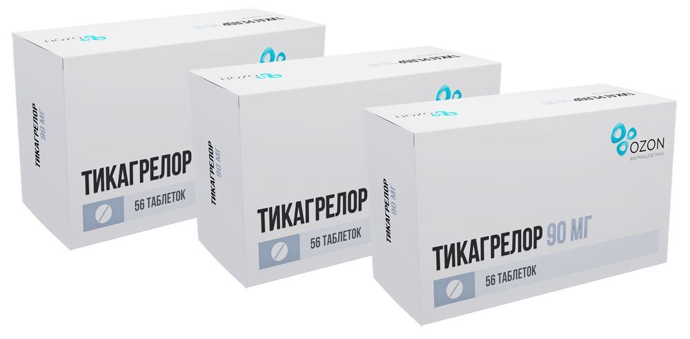 Изображение товара Набор из 3-х упаковок Тикагрелор таб. 90мг №56 со скидкой!