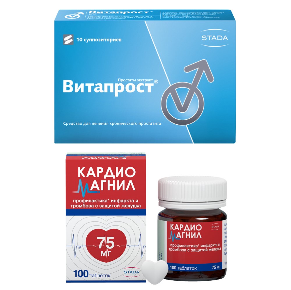 Изображение товара Набор для здоровья мужчин Кардиомагнил 75 мг №100 + Витапрост суп. №10 по специальной цене