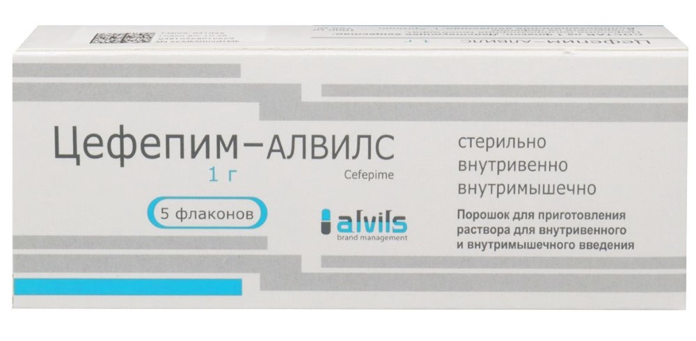 Изображение товара Цефепим-алвилс 1 г порошок для инъекций 5 шт