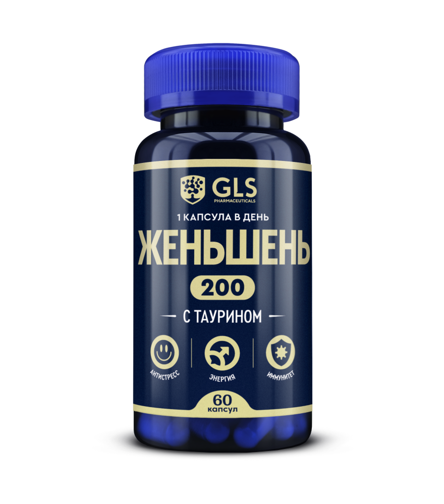 Изображение товара Gls женьшень 60 капсул по 400 мг для повышения энергии и иммунитета