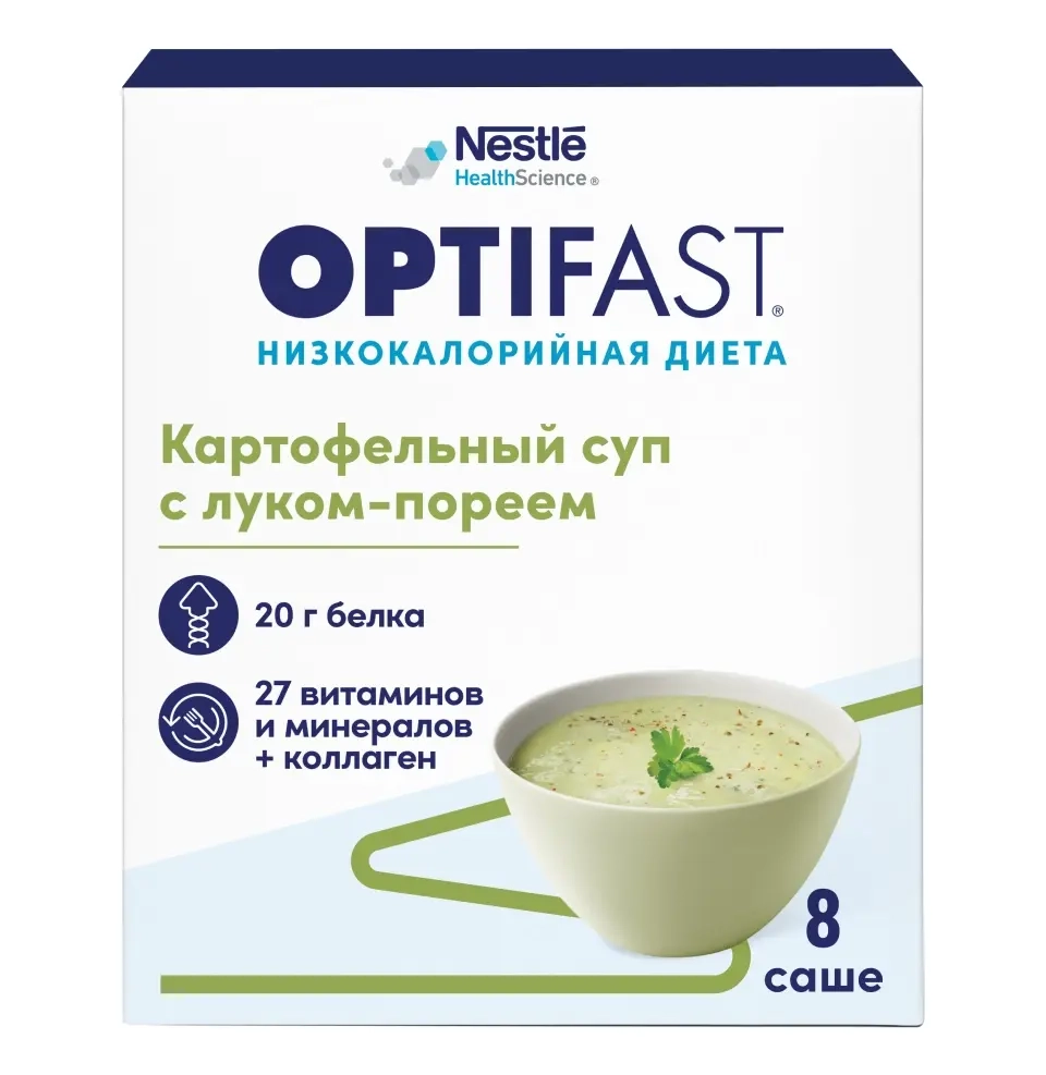 Изображение товара Нестле Оптифаст суп картофельный с луком порей 424 г для снижения веса Изображение товара Нестле Оптифаст суп картофельный с луком порей 424 г для снижения веса