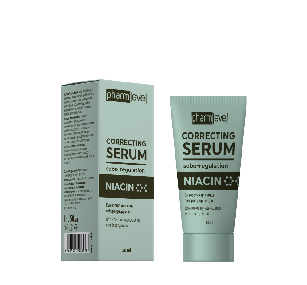 PHARMLEVEL NIACIN СЫВОРОТКА ДЛЯ ЛИЦА СЕБОРЕГУЛИРУЮЩАЯ 50МЛ инструкция по применению