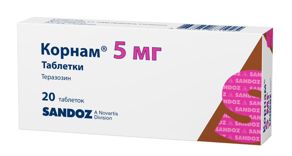 Изображение товара Корнам 5 мг таблетки для лечения гиперплазии и гипертензии