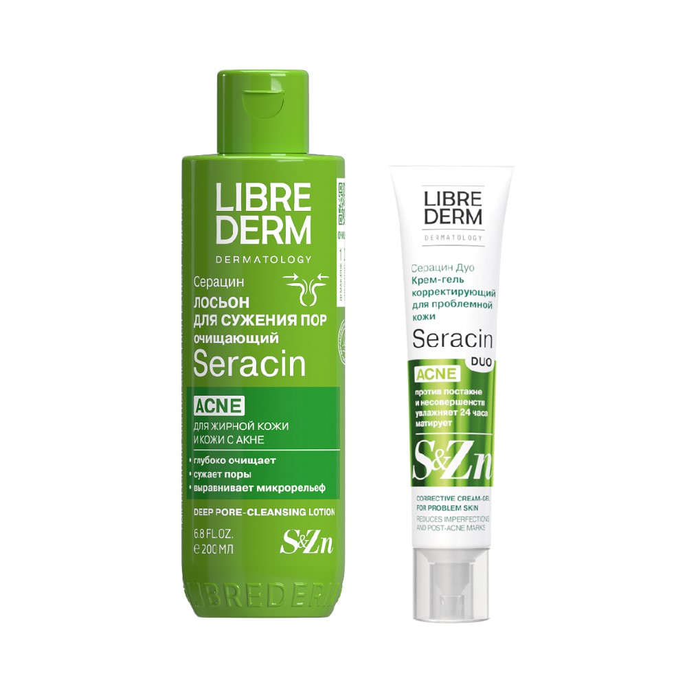 Изображение товара Набор Librederm Серацин (Seracin): лосьон для очищения пор 200мл + крем-гель для проблемной кожи