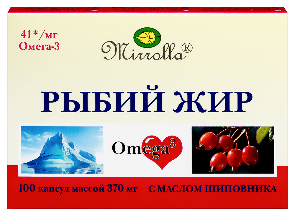 Изображение товара Мирролла Рыбий жир с масляным шиповником 100 капсул для здоровья сердца и мозга