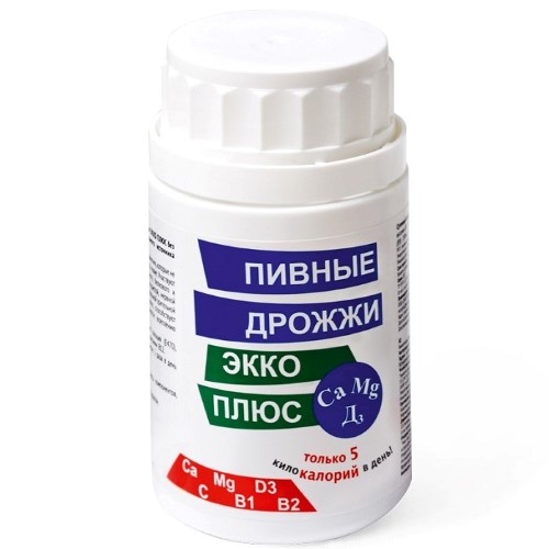 Изображение товара Пивные дрожжи экко плюс с кальцием магнием и витамином д 3 100 шт. таблетки массой 0,45 г