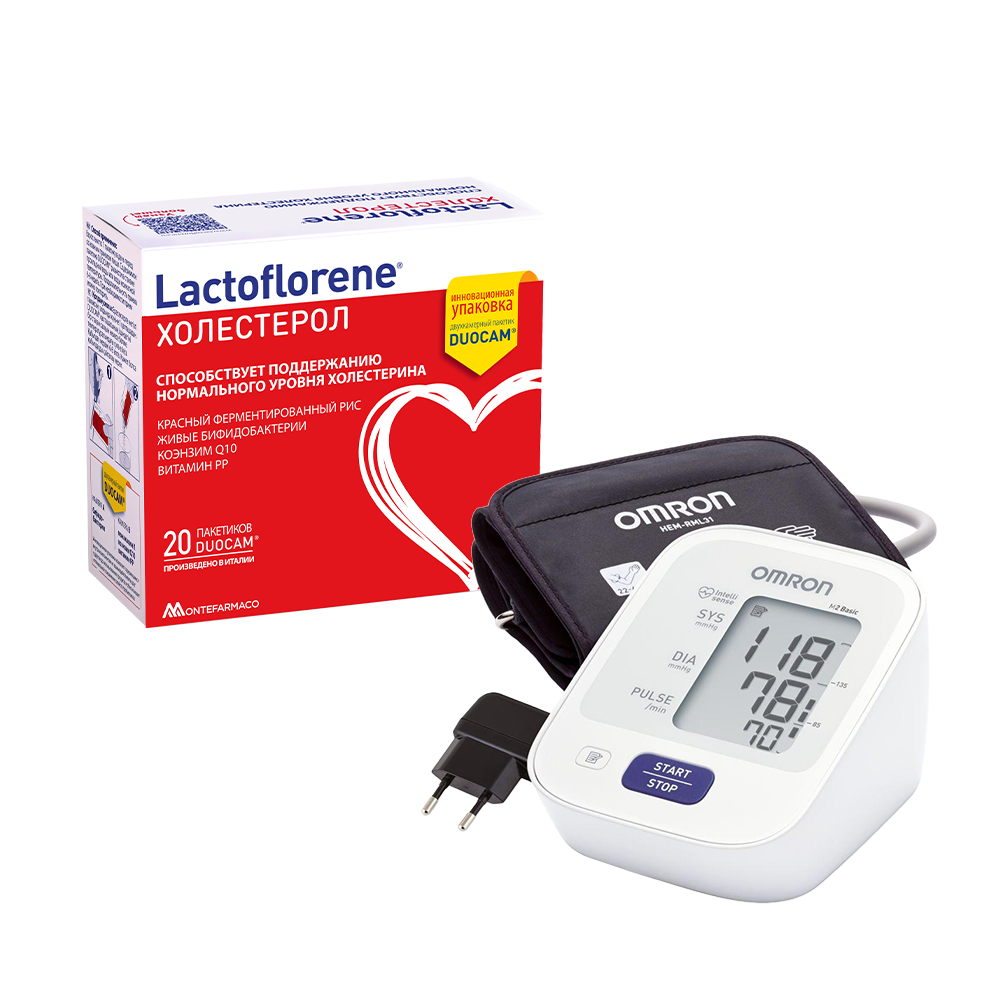 Изображение товара Набор Lactoflorene Холестерол + Тонометр omron m2 basic автомат/hem-7121-alru