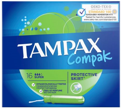 тампакс в письке Тампоны с аппликатором, 16шт Tampax Compak Pearl Super