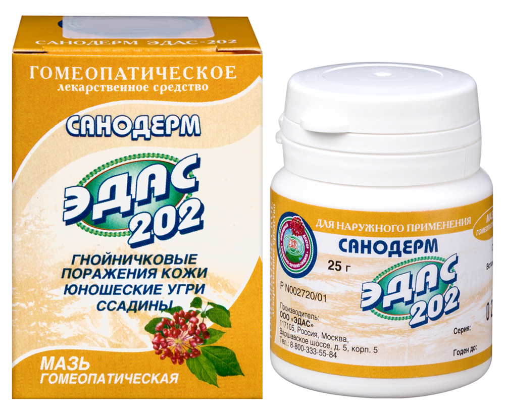 Изображение товара Эдас-202 Санодерм, мазь гомеопатическая, 25 г