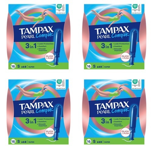 Изображение товара Набор из 4х Tampax тампоны compak pearl super с апплик 16 шт со скидкой