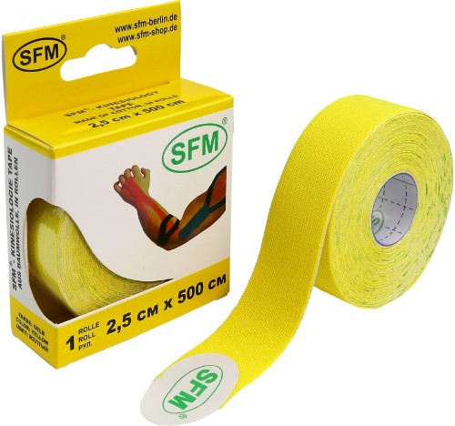Изображение товара Лента кинезиологическая SFM-Plaster на хлопковой основе 2,5х500 см желтая