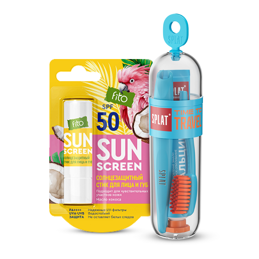 Изображение товара НАБОР СПЛАТ ДОРОЖНЫЙ НАБОР БИОКАЛЬЦИЙ  + ФИТОКОСМЕТИК SUN SCREEN СТИК ДЛЯ ЛИЦА И ГУБ СОЛНЦЕЗАЩИТНЫЙ SPF50