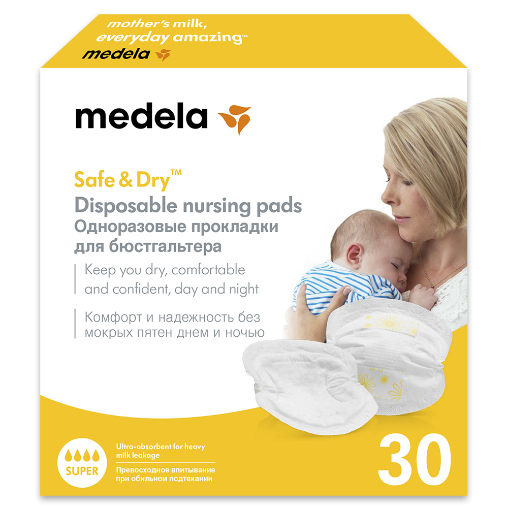 Изображение товара Medela вкладыши одноразовые супервпитывающие прокладки для груди 30 шт.