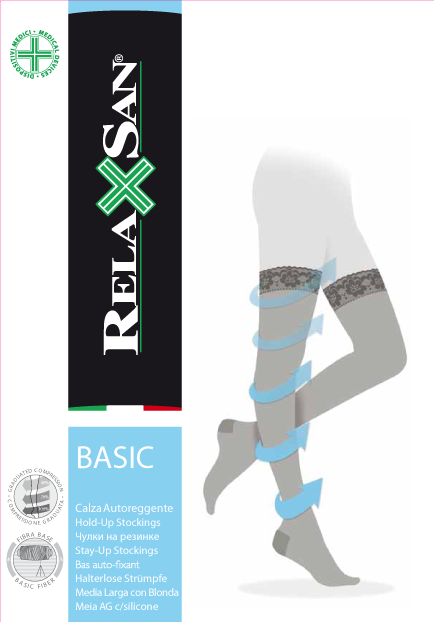Изображение товара Relaxsan basic чулки компрессионные stay-up 280den 2 класс 22-27mmhg размер 2 черный